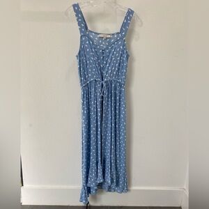 Loft - brushstroke button ruffle midi dress